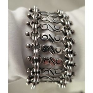 VTG Mexico 950 silver bracelet pre-Columbian Mixtec Maya Revival MCM Chavarrieta